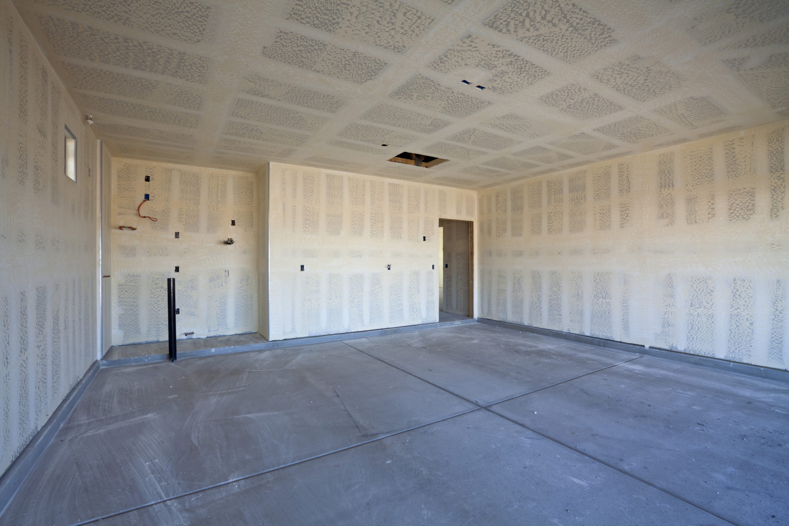 Newly constructed garage still needing paint.